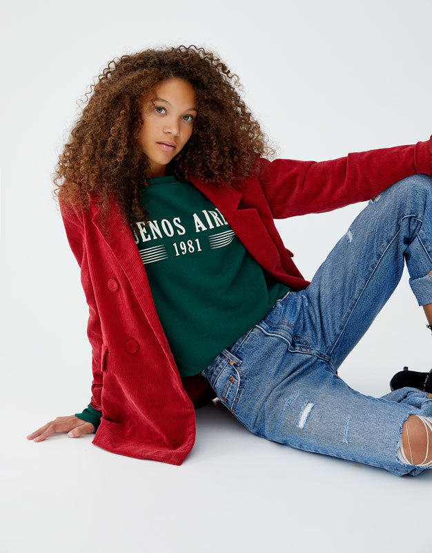 Bardot neckline top sweatshirt