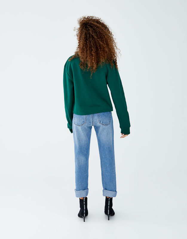 Bardot neckline top sweatshirt